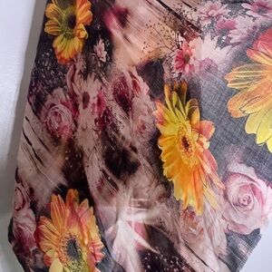 Vintage floral wool rose baby breath sunflower galaxy print shawl evening wrap